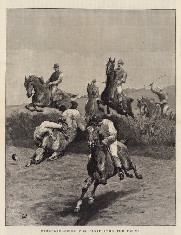 Steeplechasing, den første over gjerdet av John Charlton