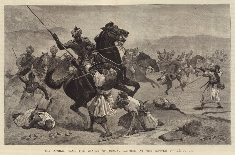 Den afghanske krigen, anklagen mot bengalske lansere i slaget ved Dehouruk av John Charlton