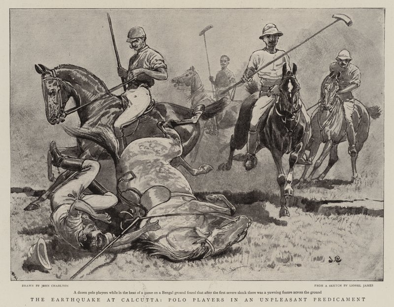 Jordskjelvet i Calcutta, polospillere i en ubehagelig situasjon av John Charlton