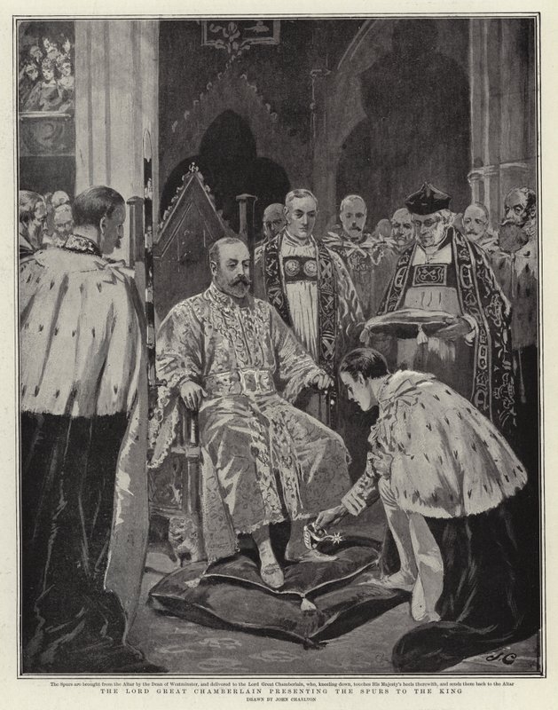 Lord Great Chamberlain presenterer Spurs for kongen av John Charlton