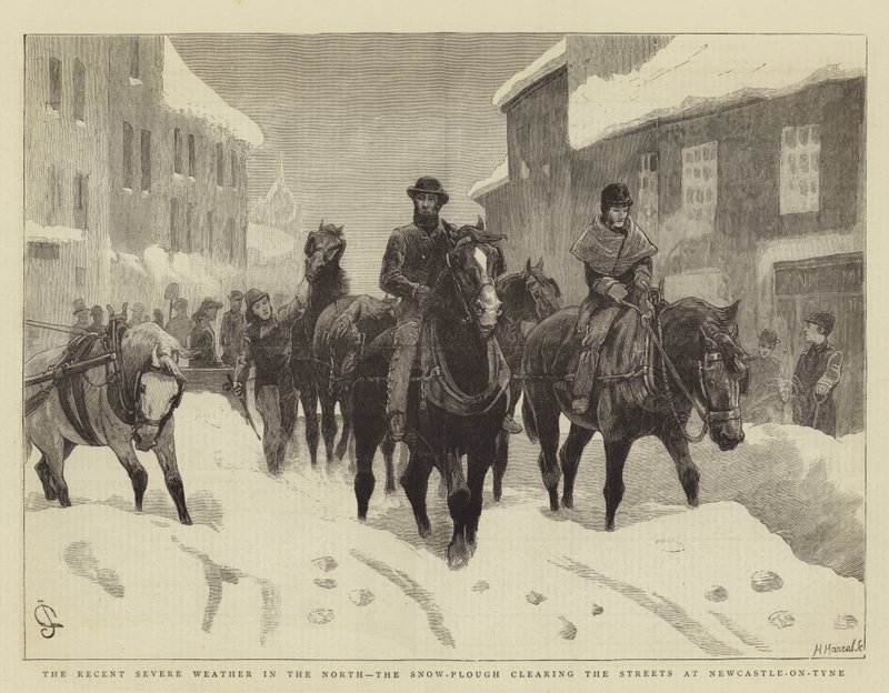 Det siste alvorlige været i nord, snøplogen rydder gatene i Newcastle-on-Tyne av John Charlton