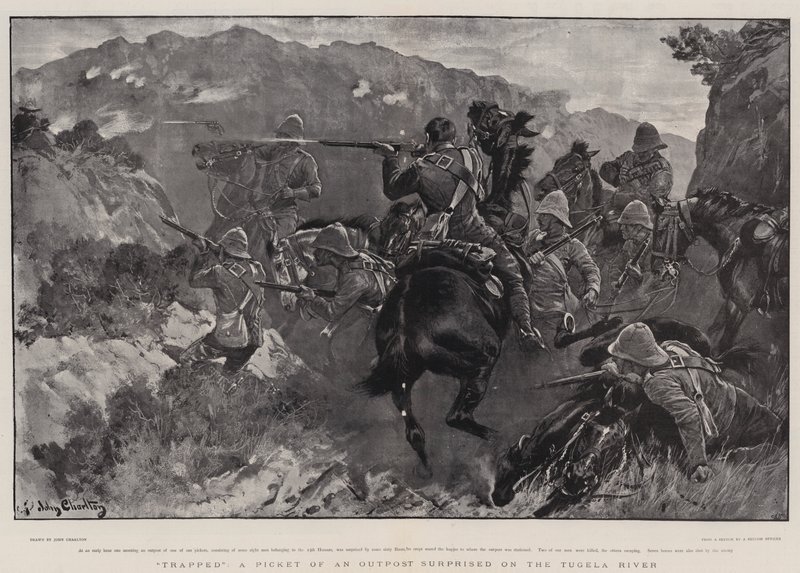 Fanget overrasket en staket av en utpost ved Tugela-elven av John Charlton