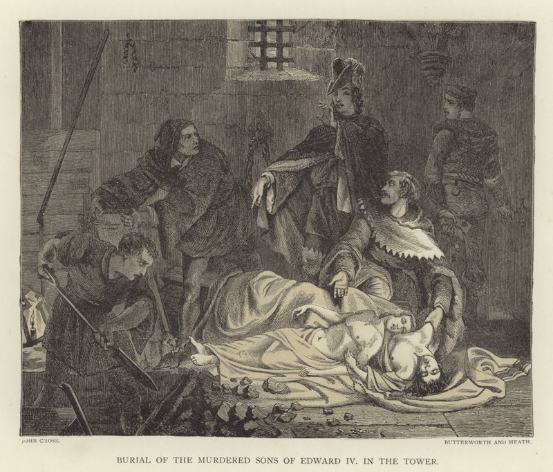 Begravelse av de drepte sønnene til Edward IV i tårnet av John Cross