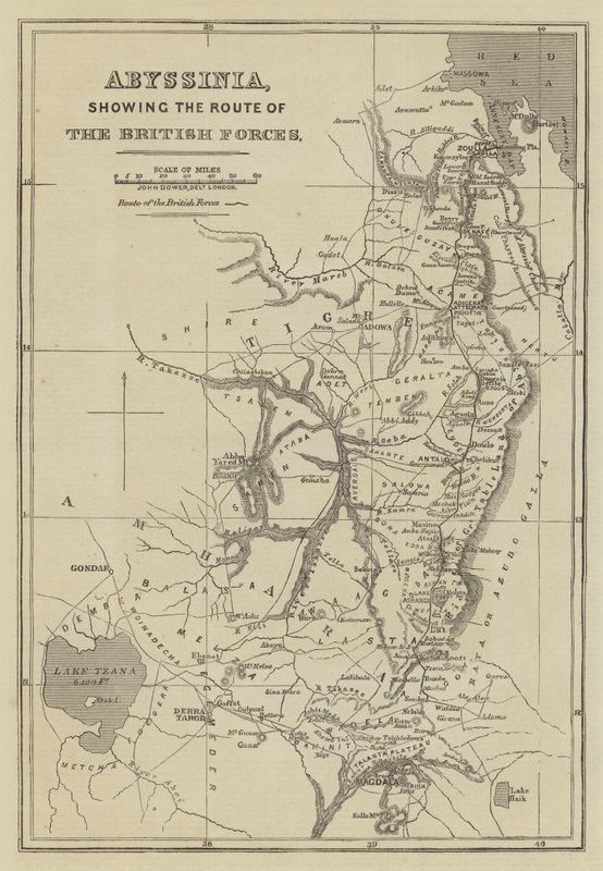 Abyssinia, som viser ruten til de britiske styrkene av John Dower