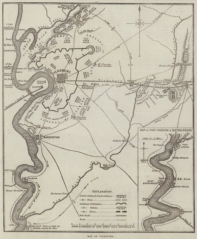 Kart over Vicksburg av John Dower