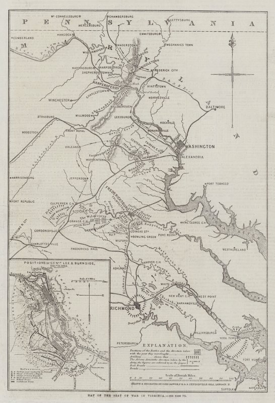 Kart over Seat of War i Virginia av John Dower
