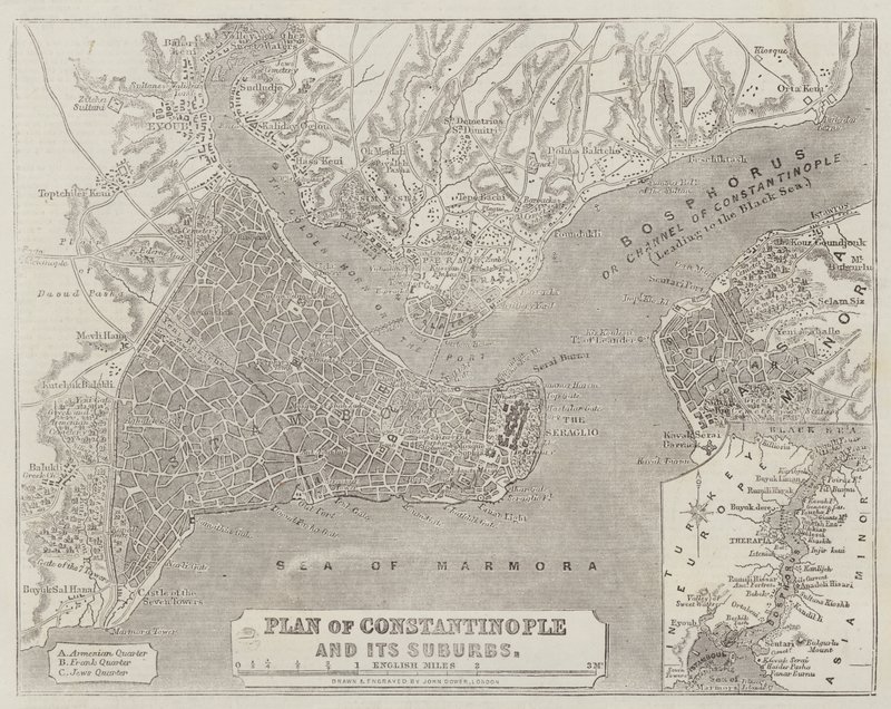 Plan over Konstantinopel og dets forsteder av John Dower