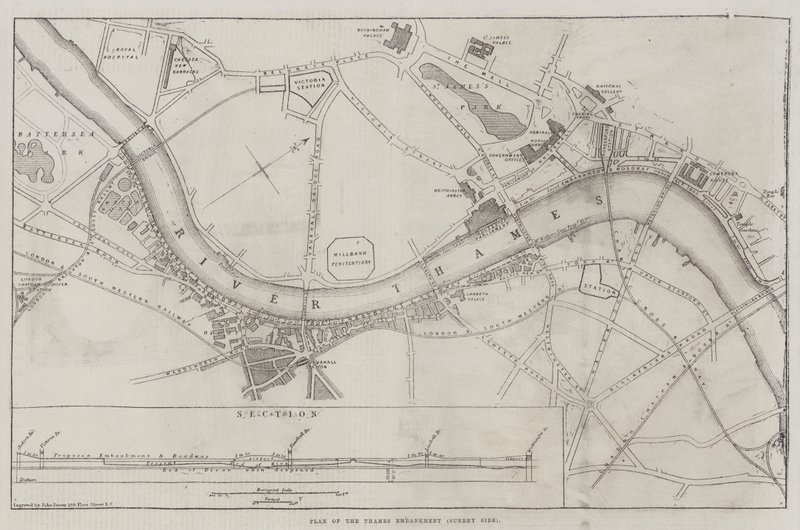 Plan over Thames Embankment, Surrey Side av John Dower