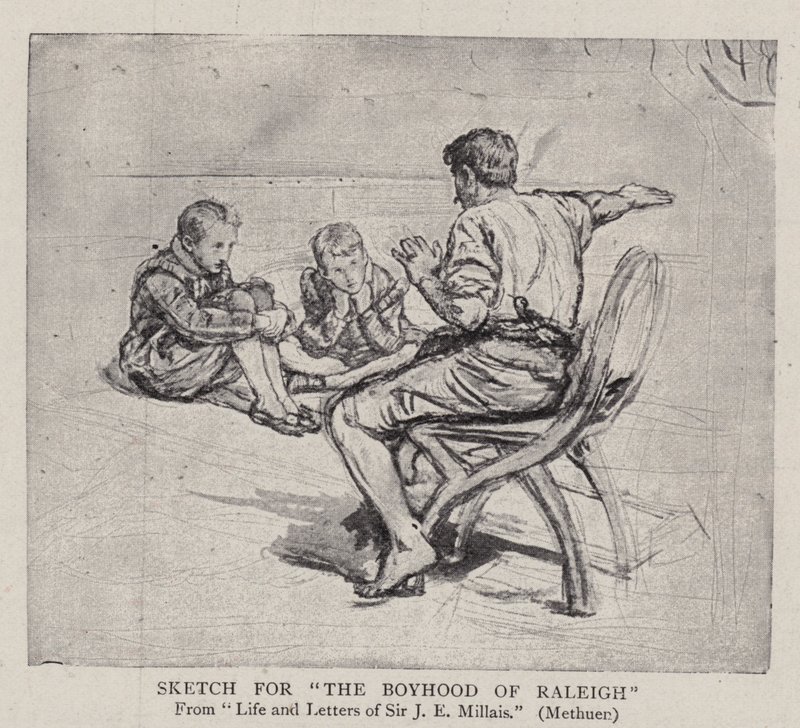 Skisse for The Boyhood of Raleigh av John Everett Millais