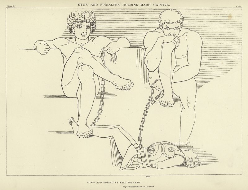 Otus og Ephialtes holder Mars fanget av John Flaxman
