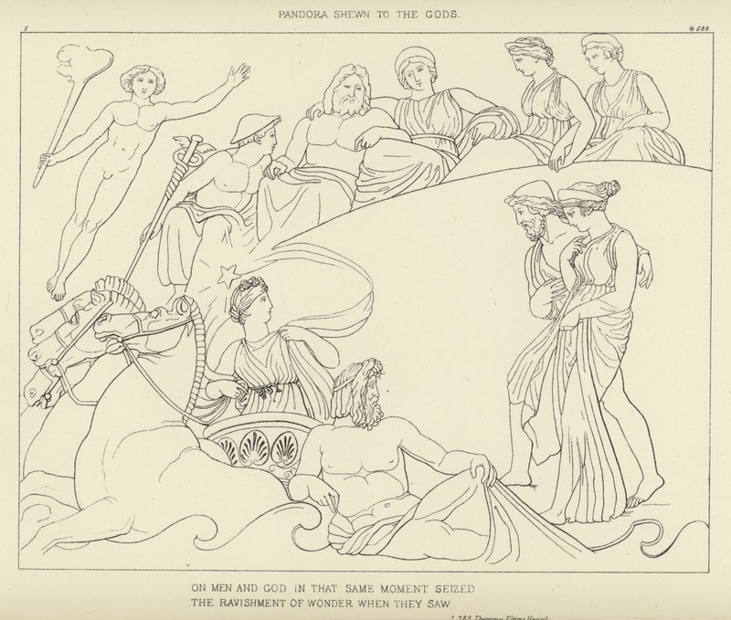Pandora vist til gudene av John Flaxman