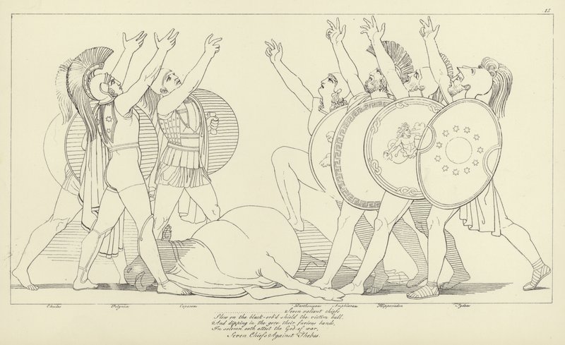 Syv høvdinger mot Theben av John Flaxman