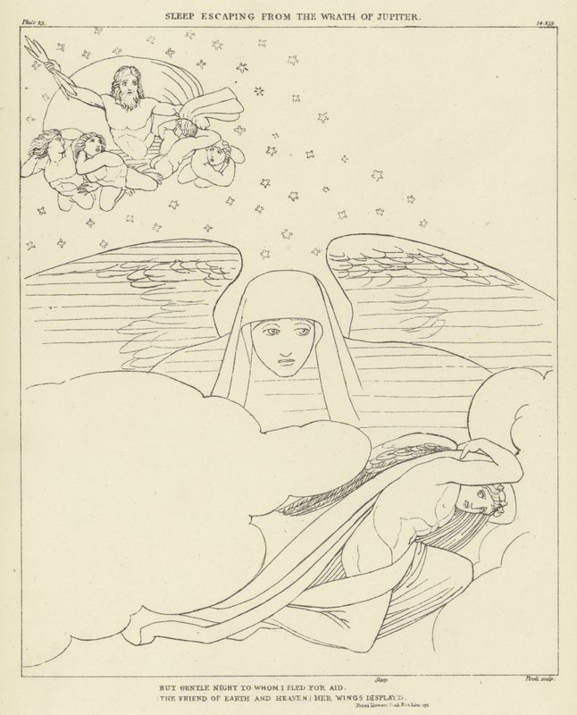 Søvn rømmer fra Jupiters vrede av John Flaxman