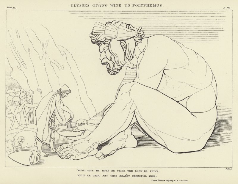 Ulysses gir vin til Polyphemus av John Flaxman