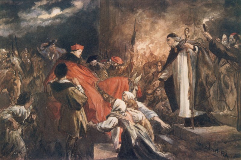 Ankomst av kardinal Wolsey til Leicester Abbey, 1530 av John Gilbert