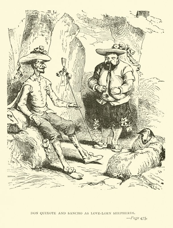 Don Quijote og Sancho som forelskede hyrder av John Gilbert