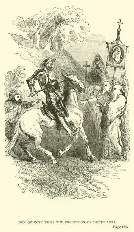 Don Quijote stopper prosesjonen av dissiplanter av John Gilbert