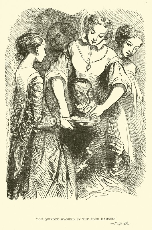 Don Quijote vasket av de fire jentene av John Gilbert