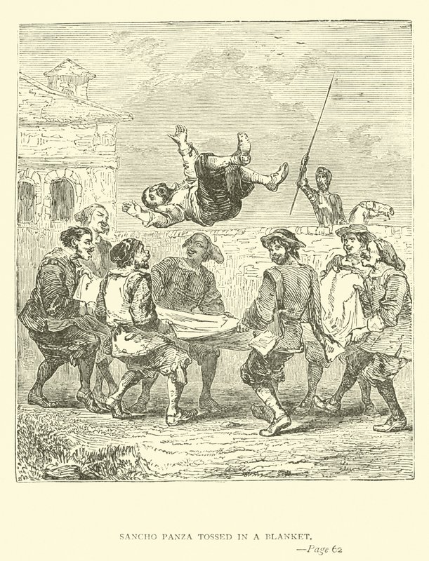 Sancho Panza kastet i et teppe av John Gilbert