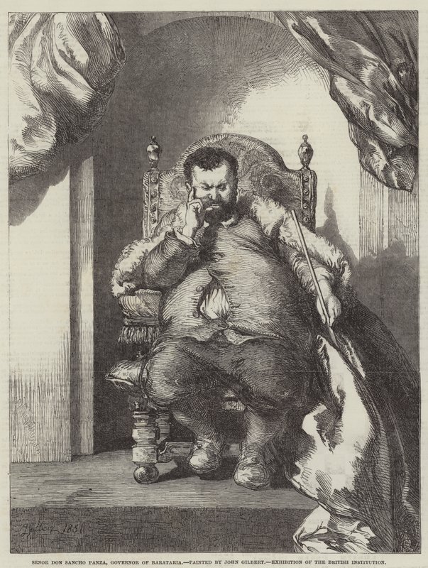 Senor Don Sancho Panza, guvernør i Barataria, utstilling av den britiske institusjonen av John Gilbert