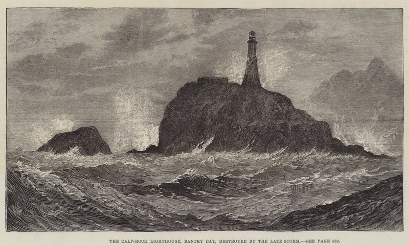 Calf-Rock Lighthouse, Bantry Bay, ødelagt av avdøde Storm av John Gilbert