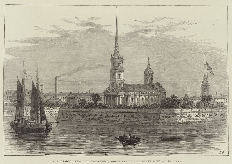 Citadel Church, St Petersburg, hvor den avdøde keiserens kropp lå i staten av John Gilbert