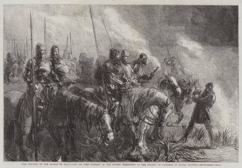 The Morning of the Battle of Agincourt, i vinterutstillingen til Society of Painters in Water Colors av John Gilbert