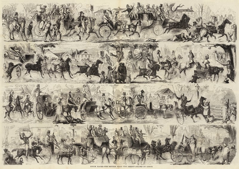 Epsom Races, returen fra The Derby av John Leech