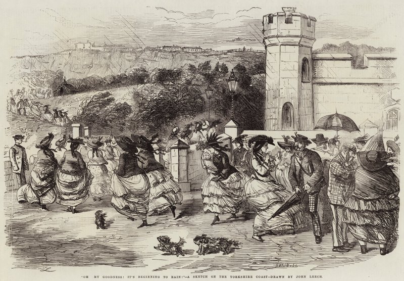 Herregud! Det begynner å regne!, A Sketch on the Yorkshire Coast av John Leech