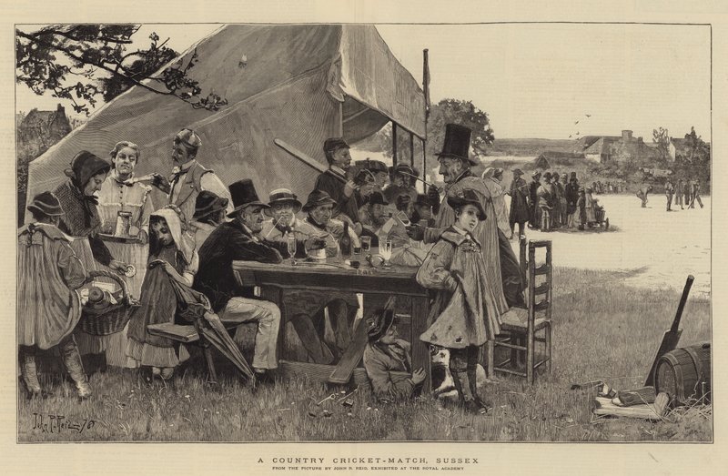 En country-cricket-kamp, Sussex av John Robertson Reid