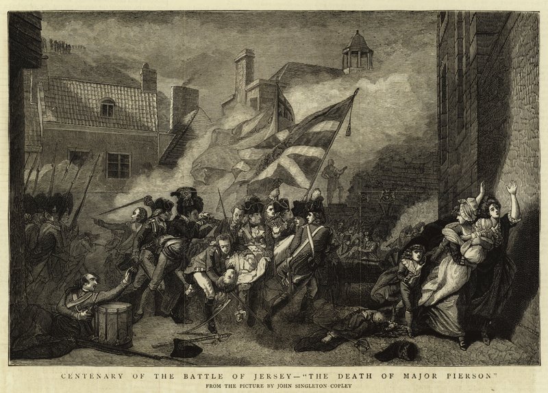 Hundreårsjubileet for slaget ved Jersey, Major Peirsons død av John Singleton Copley