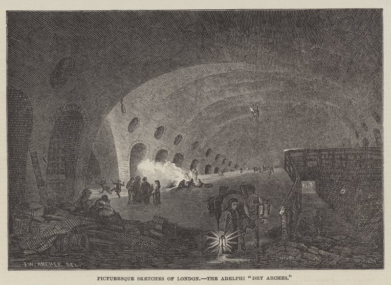 Pittoreske skisser av London, The Adelphi Dry Arches av John Wykeham Archer
