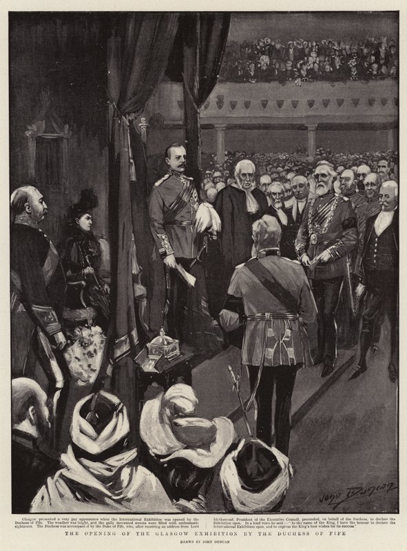 Åpningen av Glasgow-utstillingen av hertuginnen av Fife av after John Duncan