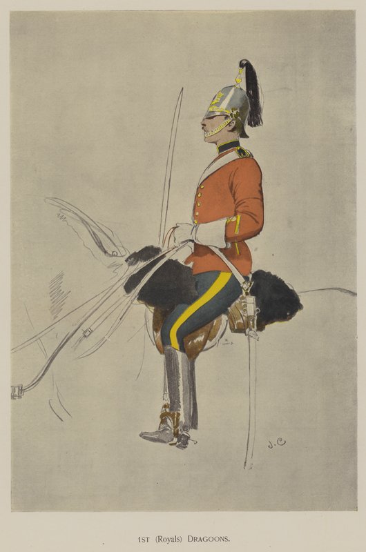 1st Royals Dragoons (farge litho) av John (after) Charlton