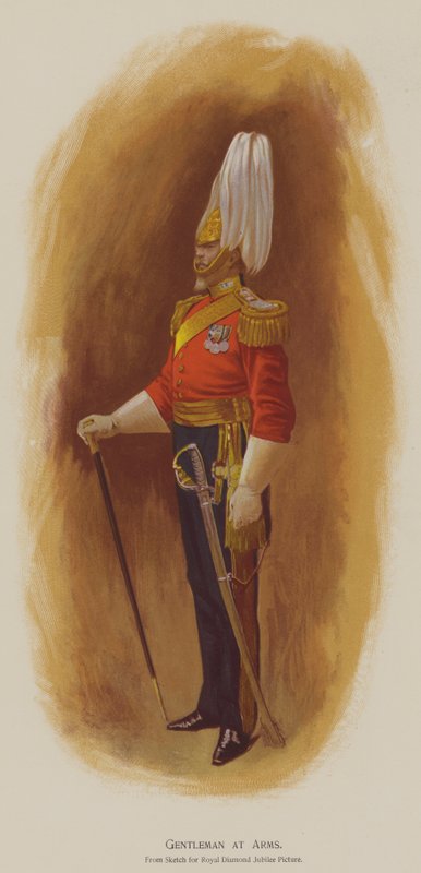 Gentleman at Arms (farge litho) av John (after) Charlton