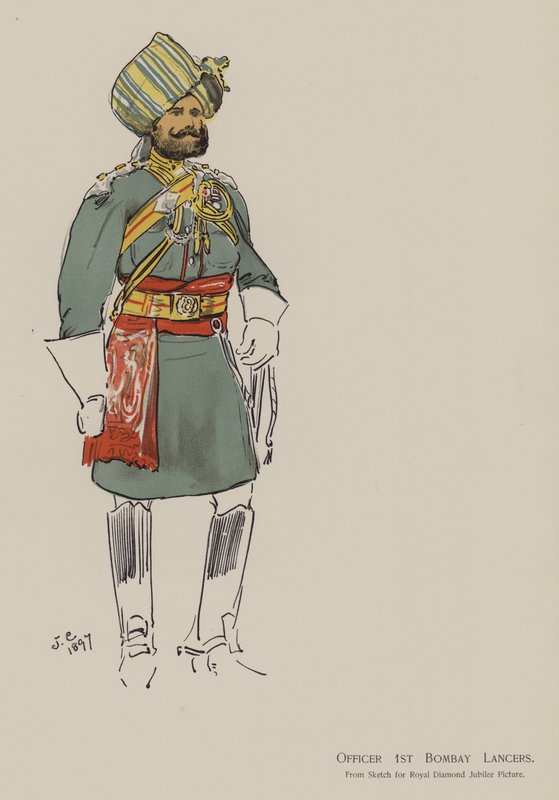Offiser 1st Bombay Lancers (farge litho) av John (after) Charlton