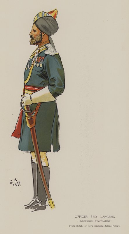 Offiser 3rd Lancers, Hyderabad Contingent (farge litho) av John (after) Charlton