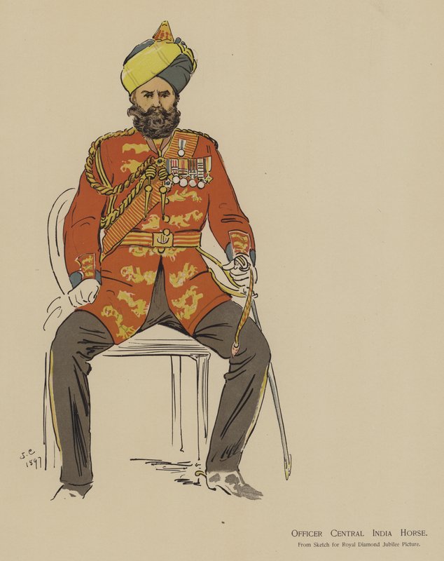 Offiser Central India Horse (farge litho) av John (after) Charlton