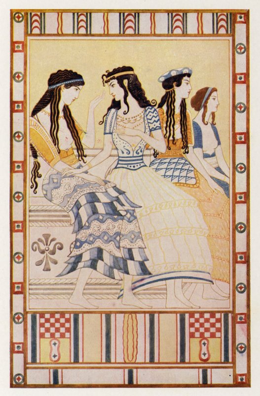 Ladies of the Minoan Court (farge litho) av John (after) Duncan