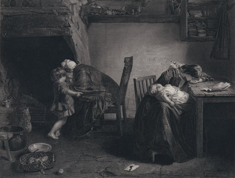 Illustrasjon for The Soldier's Return av Robert Burns (gravering) av John (after) Faed