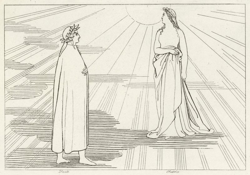 Ascent to the First Heaven, Paradise, Canto 1 (gravering) av John (after) Flaxman