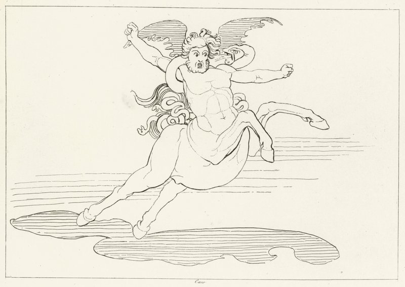 Cacus, Inferno, Canto 25 (gravering) av John (after) Flaxman