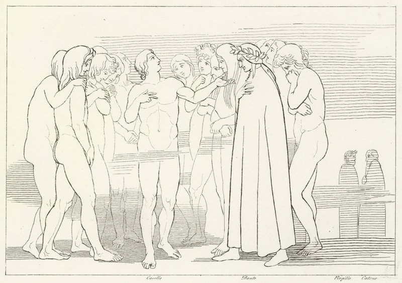 Casellas sang, Skjærsilden, Canto 2 (gravering) av John (after) Flaxman
