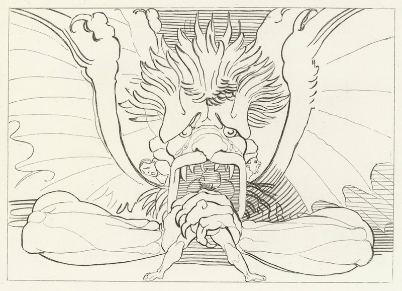 Dis, eller Lucifer, Inferno, Canto 34 (gravering) av John (after) Flaxman