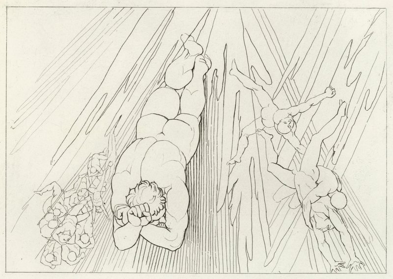 Lucifer, Skjærsilden, Canto 12 (gravering) av John (after) Flaxman