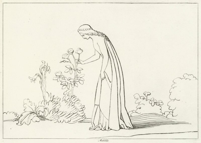 Matilda, Skjærsilden, Canto 28 (gravering) av John (after) Flaxman