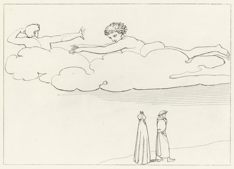 Rensing fra misunnelse, skjærsilden, Canto 13 (gravering) av John (after) Flaxman