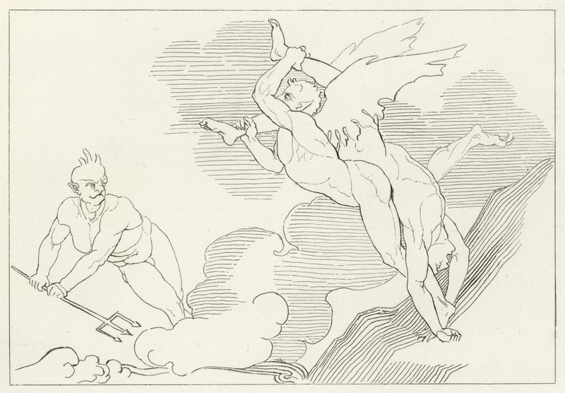 Summit of Malebolge, Inferno, Canto 21 (gravering) av John (after) Flaxman