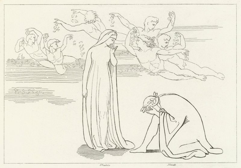 The Descent of Beatrice, Purgatory, Canto 30 (gravering) av John (after) Flaxman