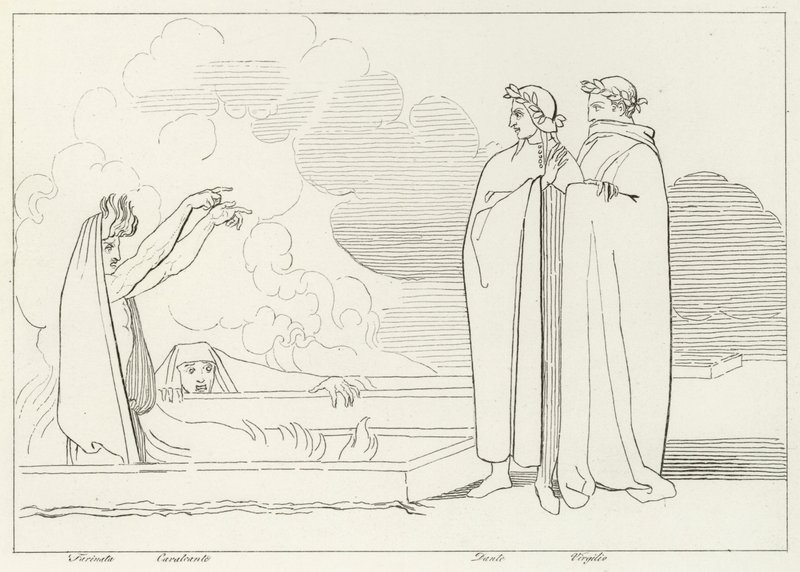 The Fiery Sepulchres, Inferno, Canto 10 (gravering) av John (after) Flaxman